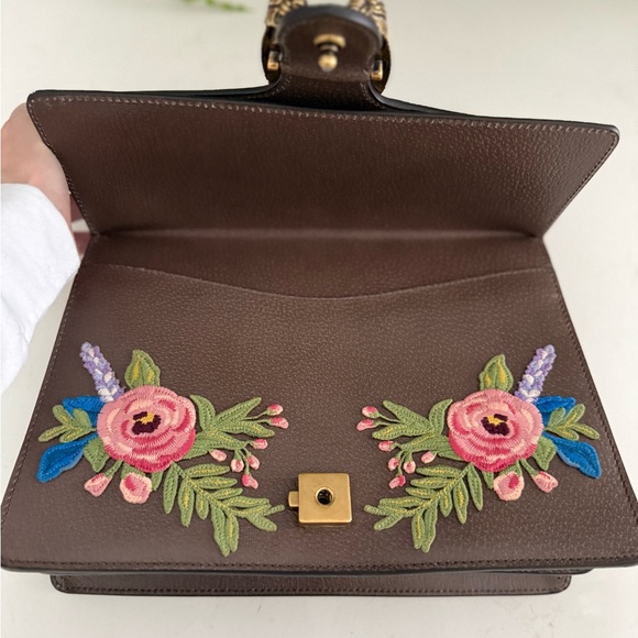 GUCCI Calfskin Web Owl Embroidered Medium Dionysus Shoulder Bag New Acero ~ NWT - Picture 5 of 16